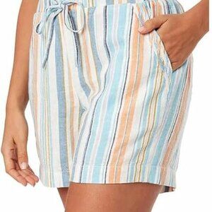 Briggs Women's Striped Linen Rayon Shorts XXL Multi-Color Casual Summer Wear